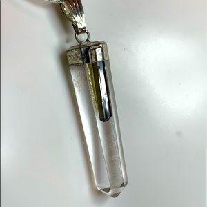 Crystal, Black Tourmaline, and silver necklace.